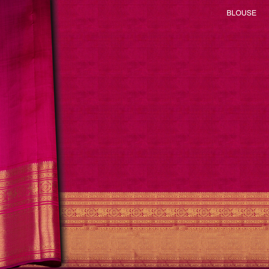 Blouse of Handwoven yellow kora kanjivaram silk Saree