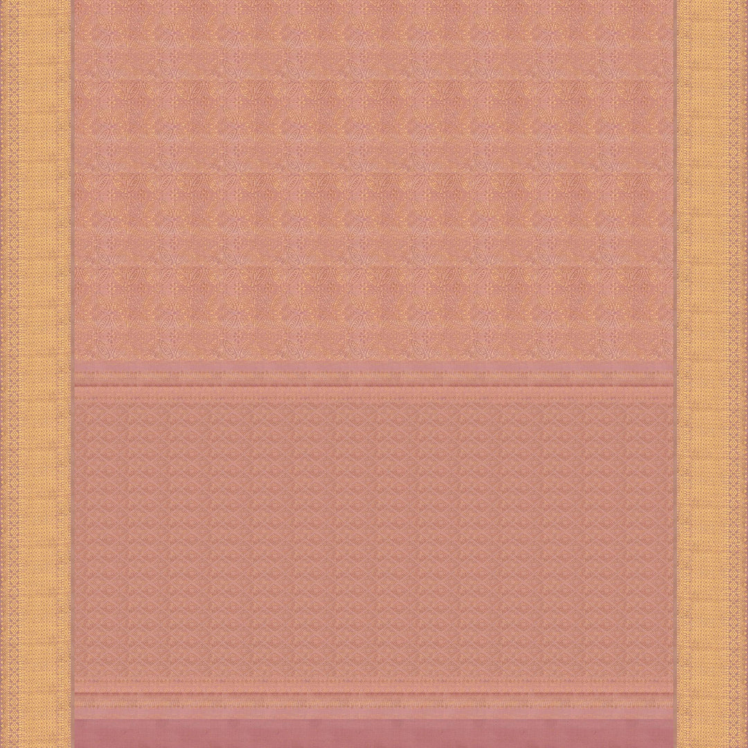 Pallu of Handwoven baby pink kanjivaram silk Saree