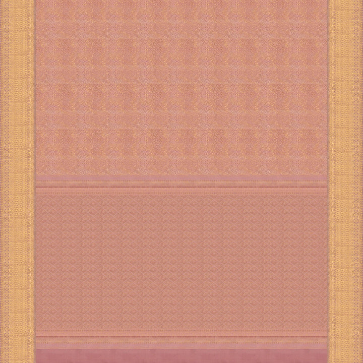 Pallu of Handwoven baby pink kanjivaram silk Saree