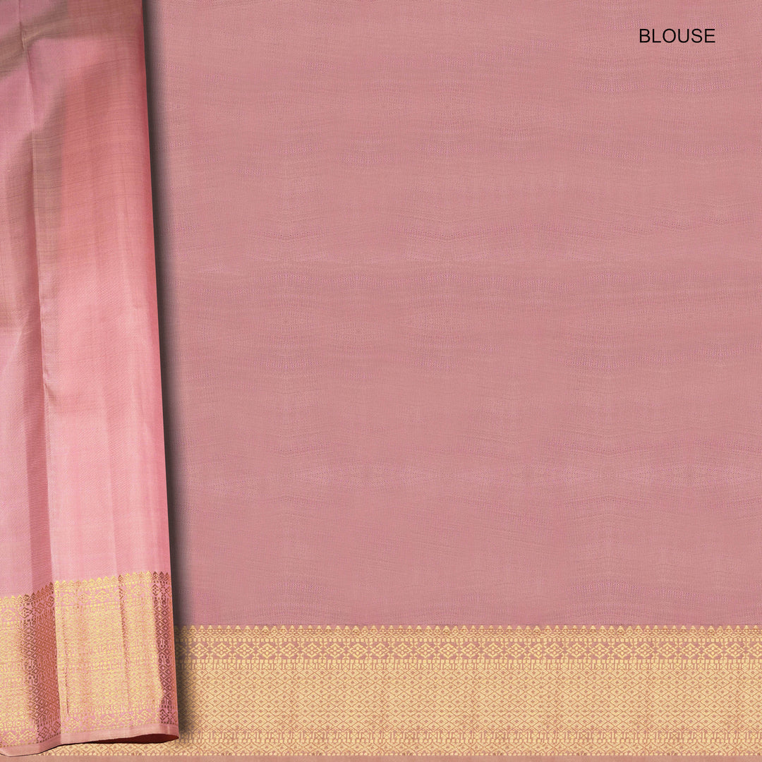 Blouse of Handwoven baby pink kanjivaram silk Saree