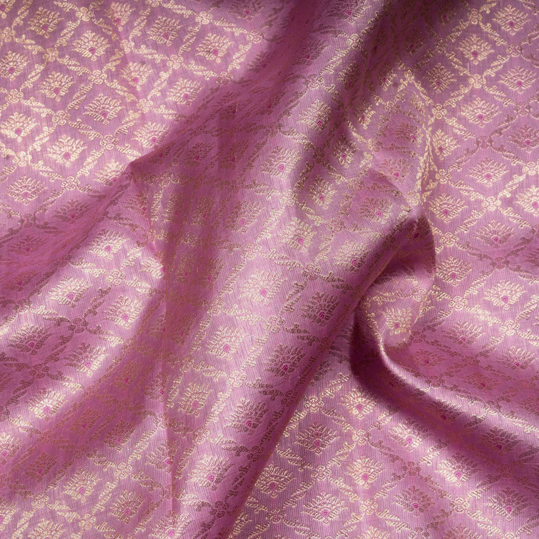 Purple fabric with gold geometric pattern