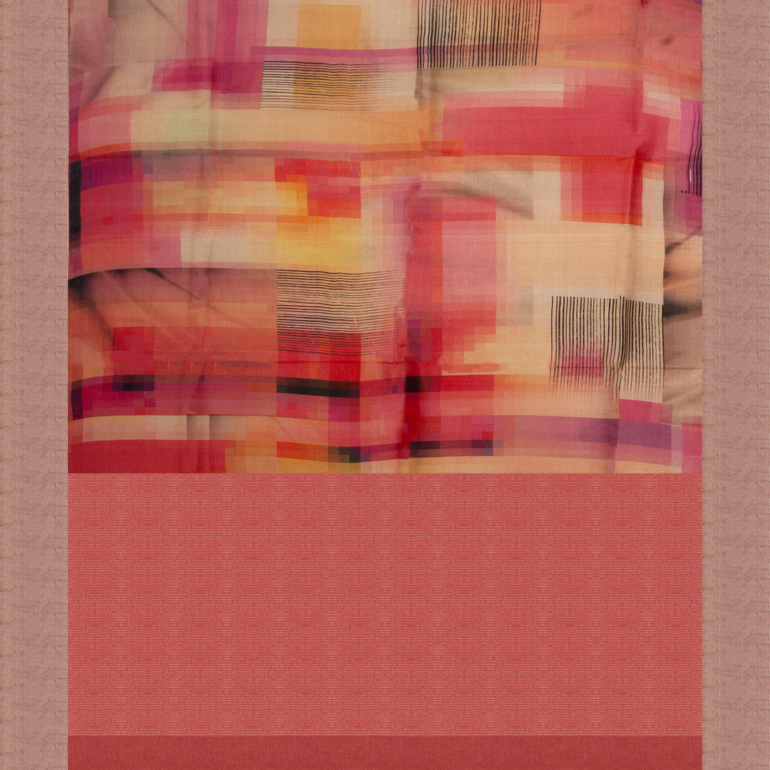 Pallu of Handwoven multicolour Tussar silk Saree