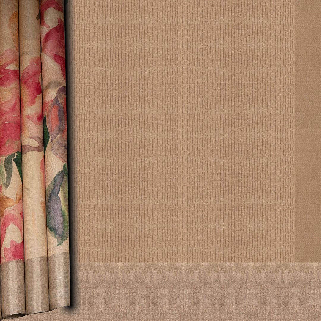Beige fabric with floral pattern on the left side
