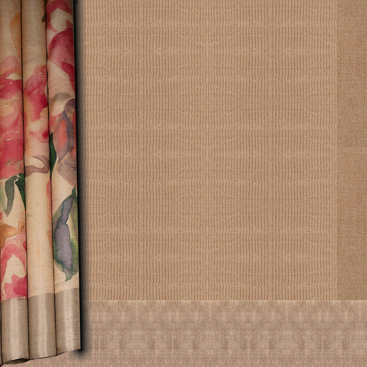 Beige fabric with floral pattern on the left side