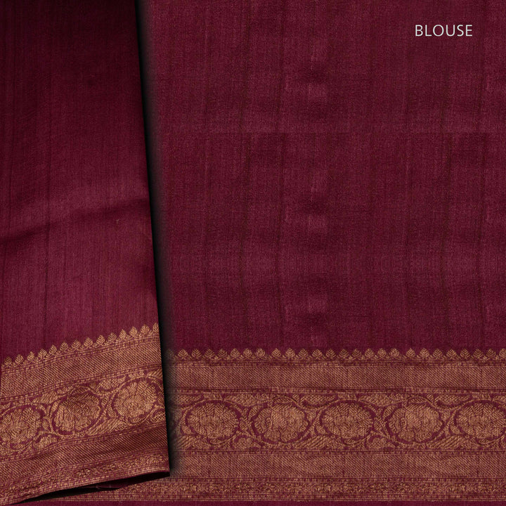 Maroon fabric with gold border and 'BLOUSE' text