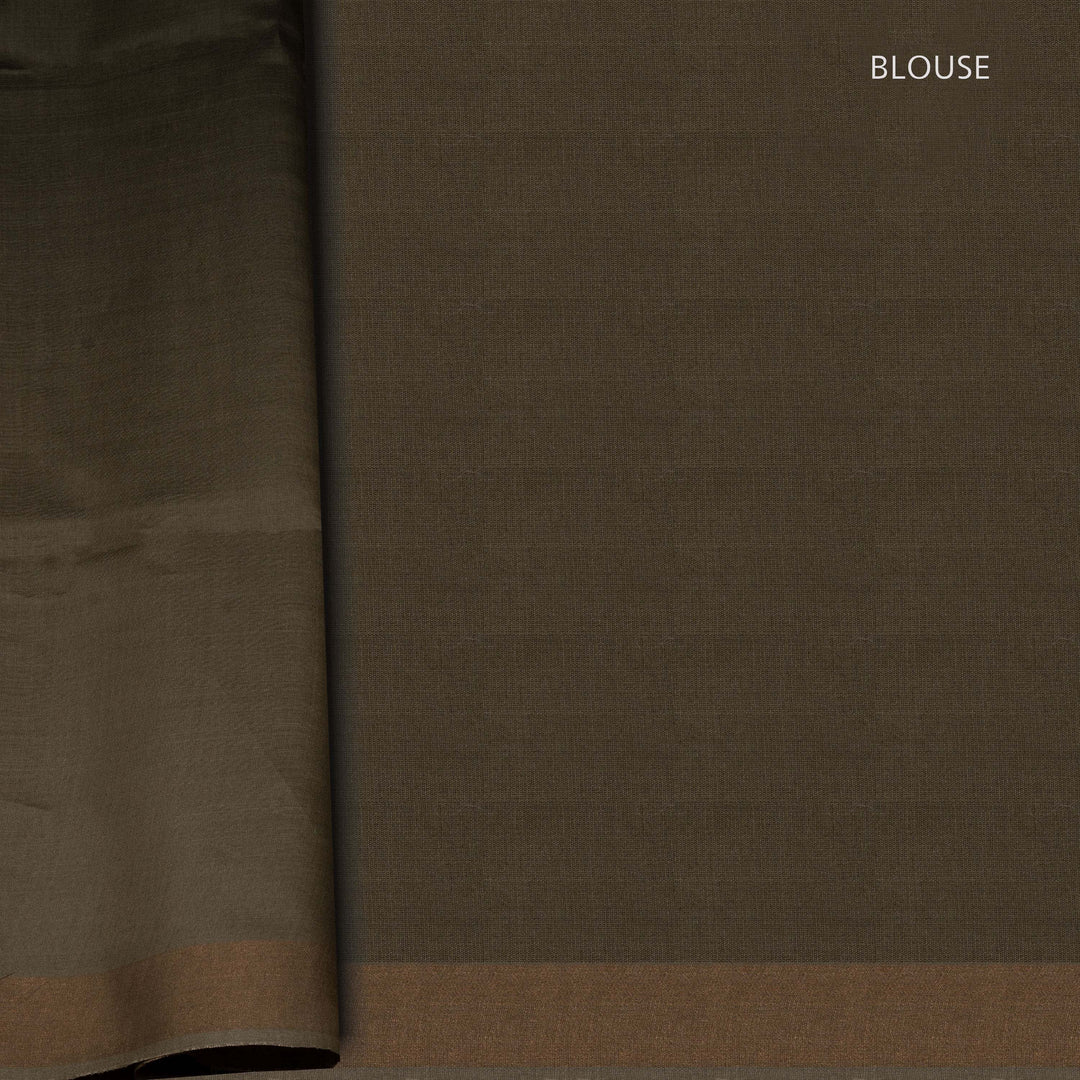 Brown fabric swatch with 'BLOUSE' label on a plain background