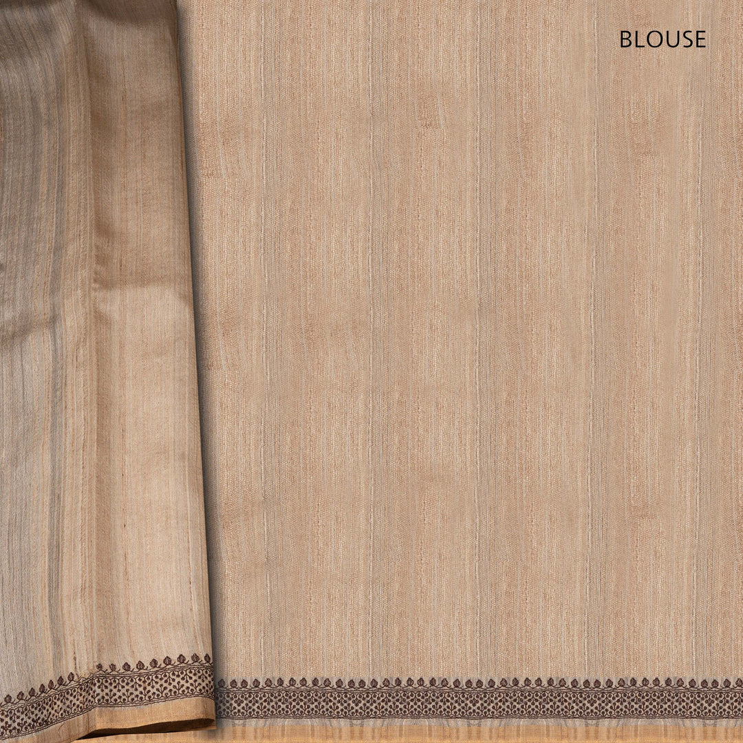 Blouse of Handwoven offwhite kora tussar  silk Saree