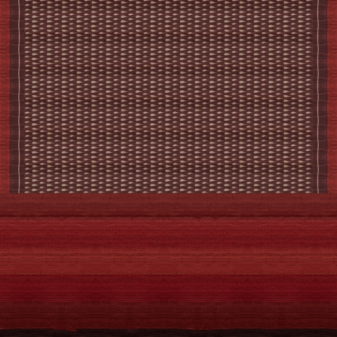 Pallu of Handwoven brown  tussar  silk Saree