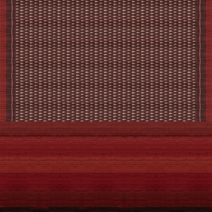 Pallu of Handwoven brown  tussar  silk Saree