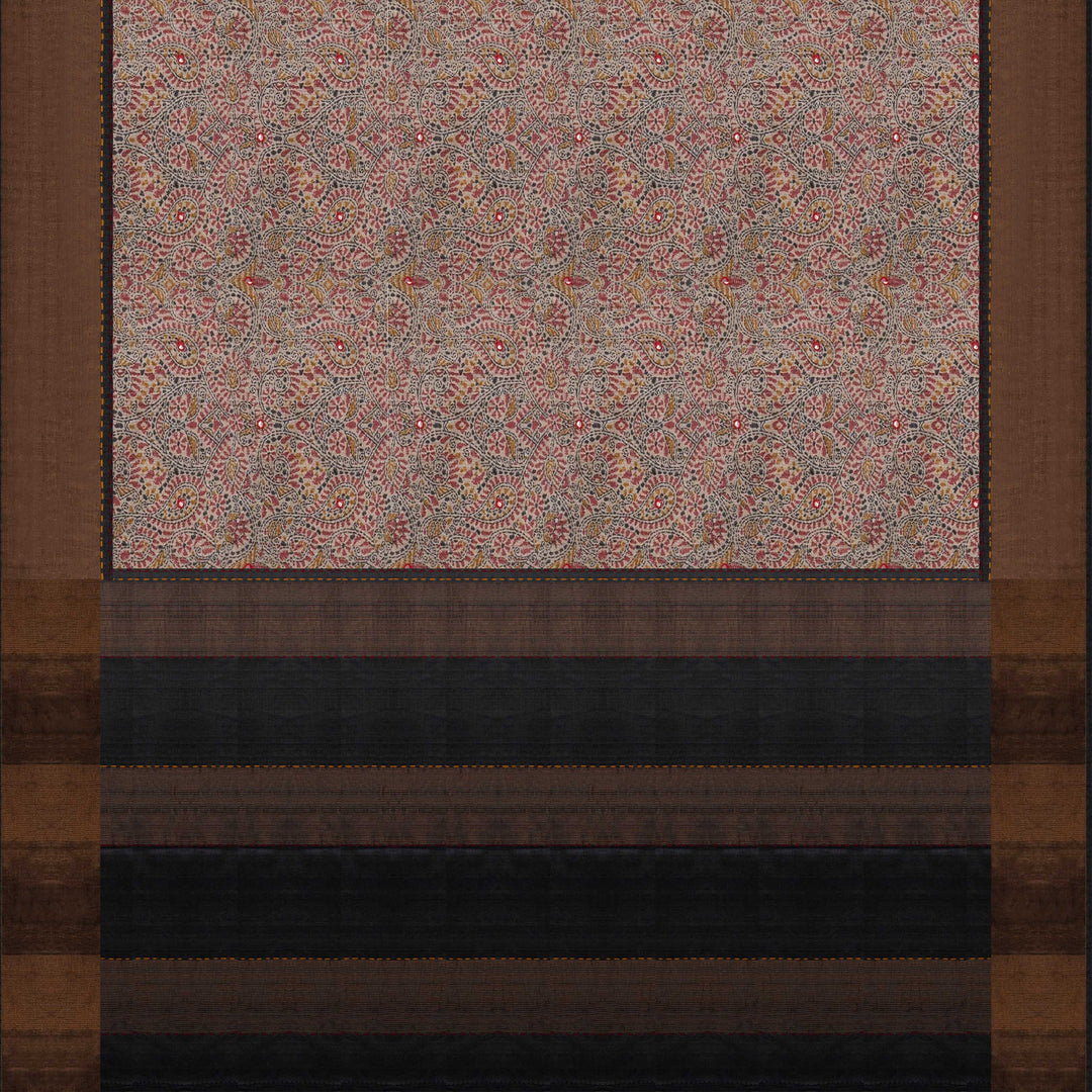 Pallu of Handwoven offwhite  tussar  silk Saree