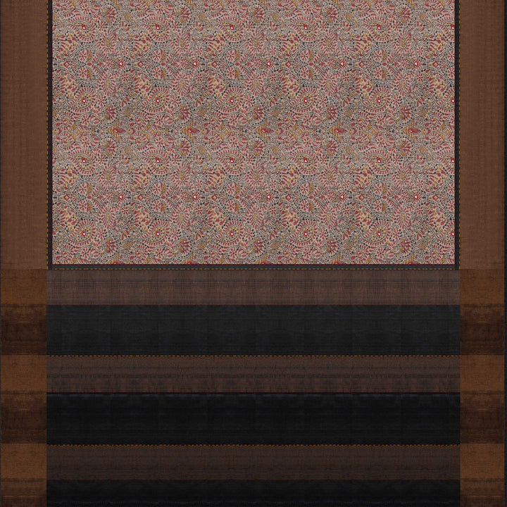 Pallu of Handwoven offwhite  tussar  silk Saree