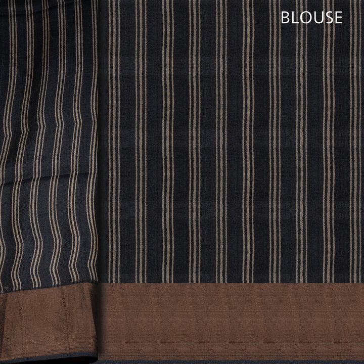 Black and brown striped fabric with 'BLOUSE' text on a black background