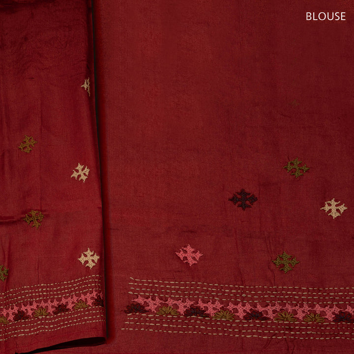 Blouse of Handwoven black embroided  tussar  silk Saree