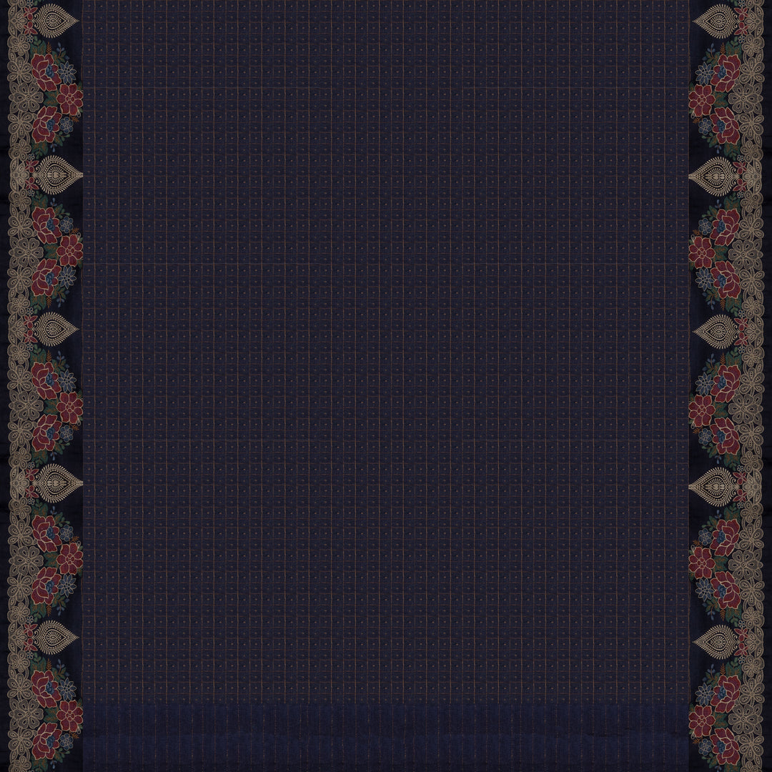 Pallu of Handwoven embroided  tussar  silk Saree