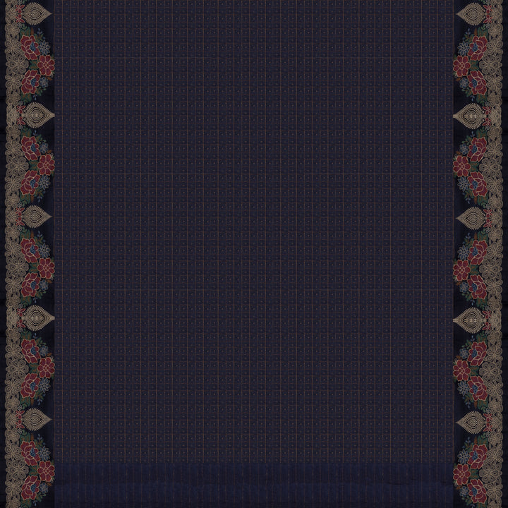 Pallu of Handwoven embroided  tussar  silk Saree