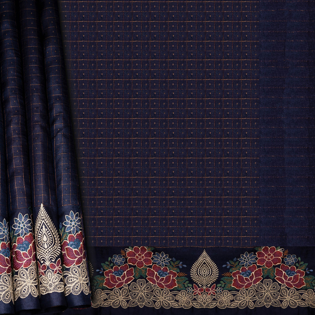 Body design of  Handwoven embroided  tussar  silk Saree