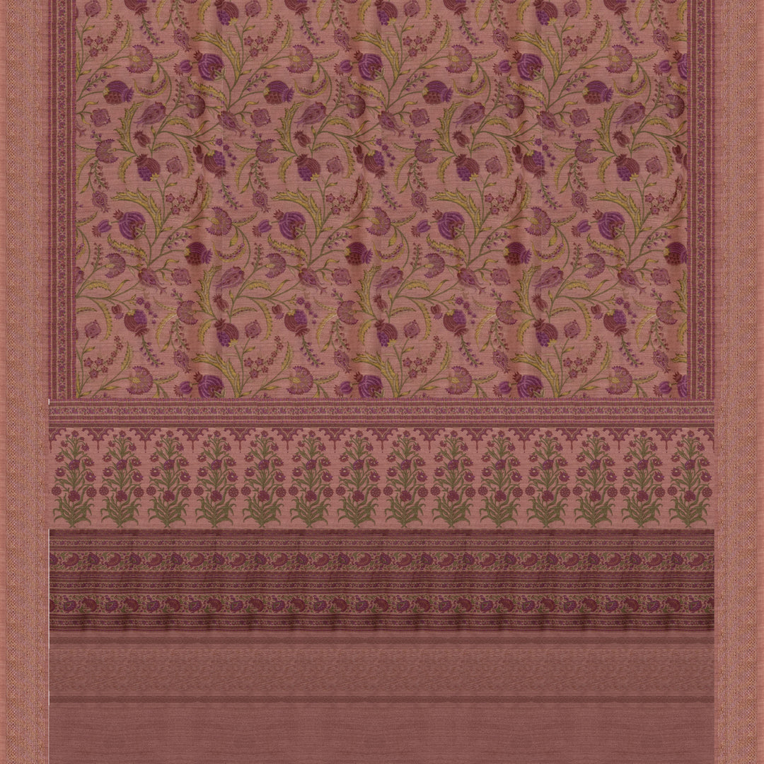 Pallu of Handwoven  dusty pink moonga  tussar  silk Saree