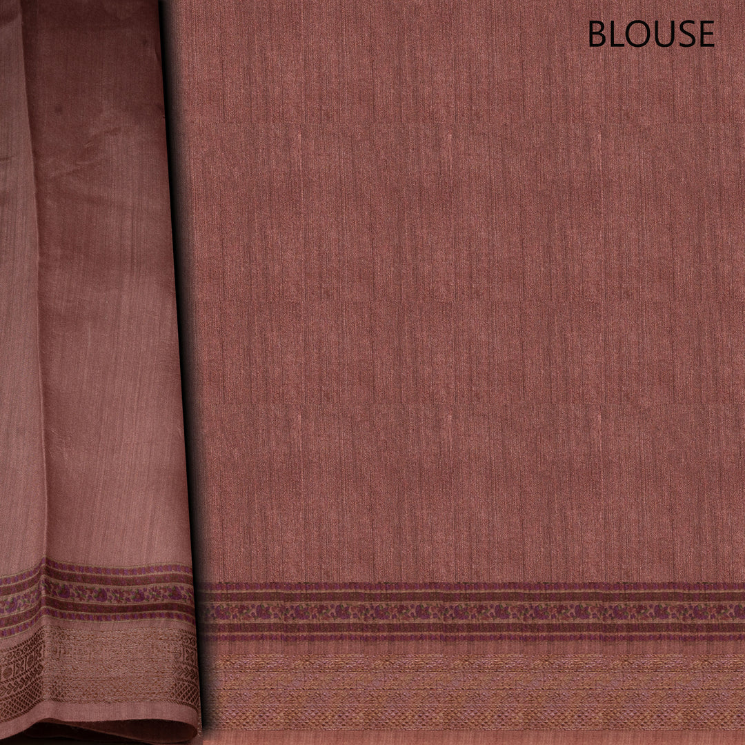 Blouse of Handwoven  dusty pink moonga  tussar  silk Saree