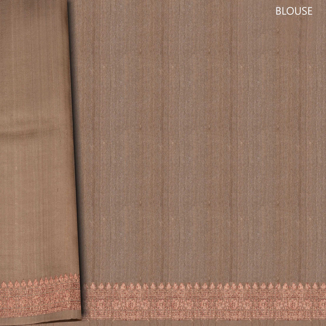 Blouse of Handwoven  taupe brown moonga  tussar  silk Saree