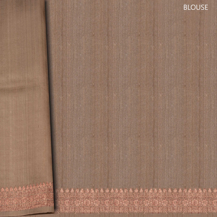 Blouse of Handwoven  taupe brown moonga  tussar  silk Saree