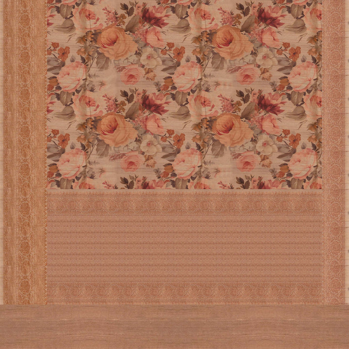 Pallu of Handwoven peach  tussar  silk Saree 