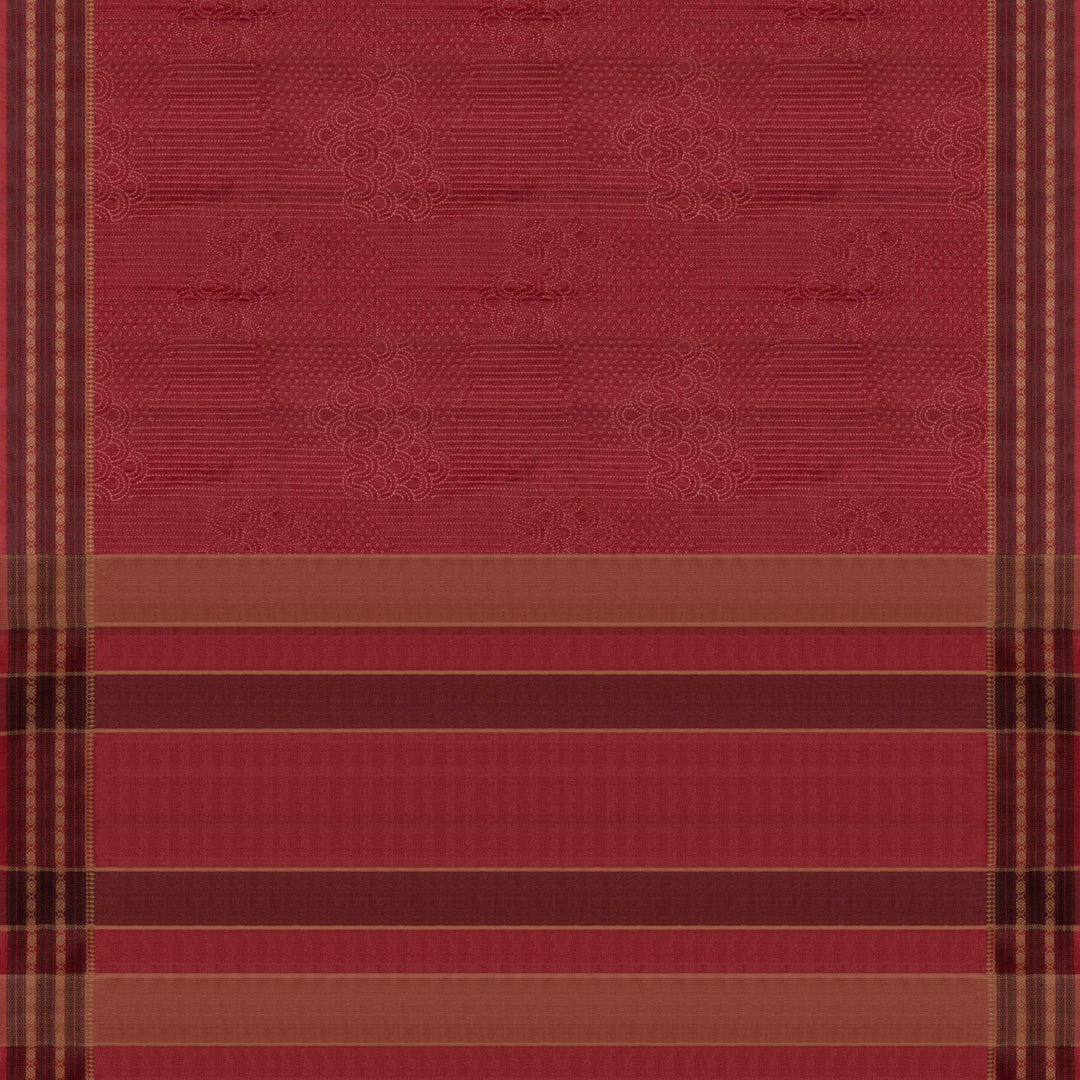 Pallu of Handwoven Red Tussar silk Saree