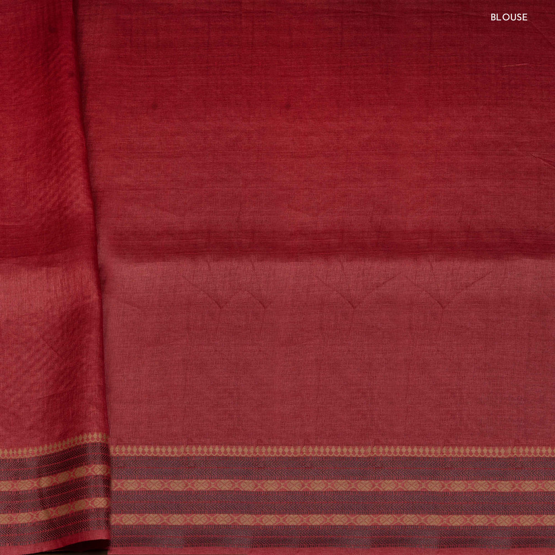 Blouse of Handwoven Red Tussar silk Saree