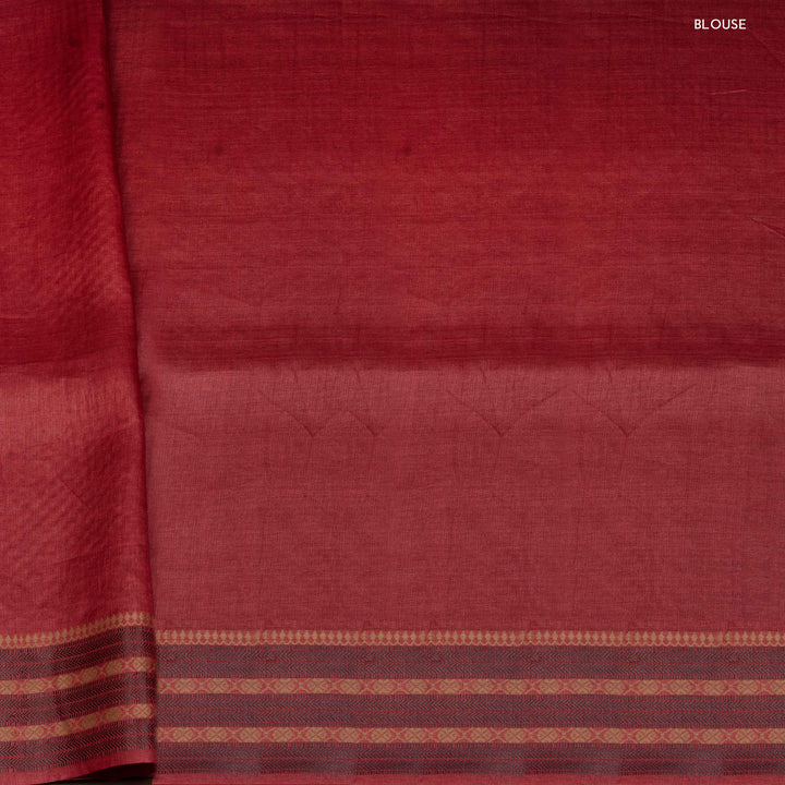 Blouse of Handwoven Red Tussar silk Saree