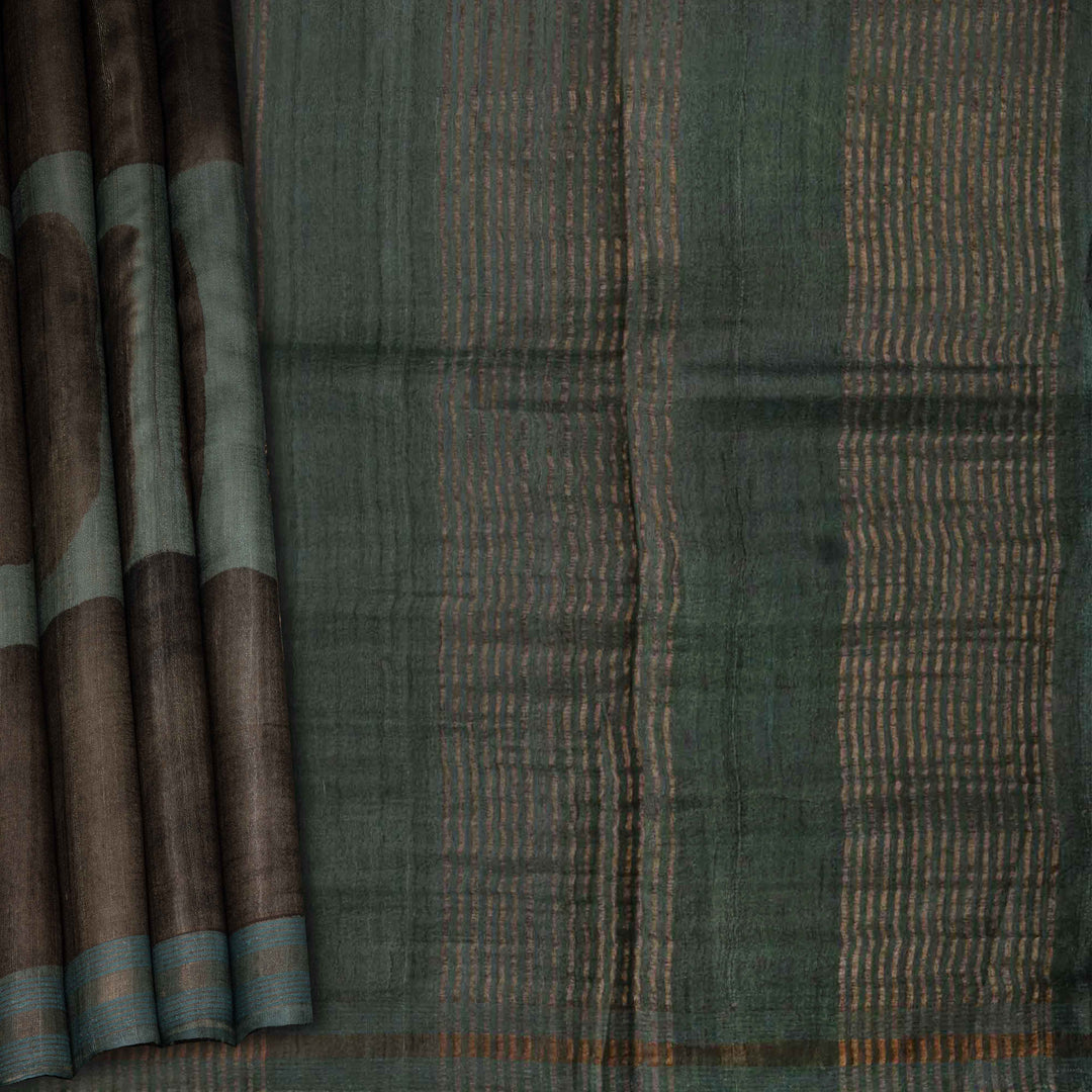 Striped fabric with brown and green pattern