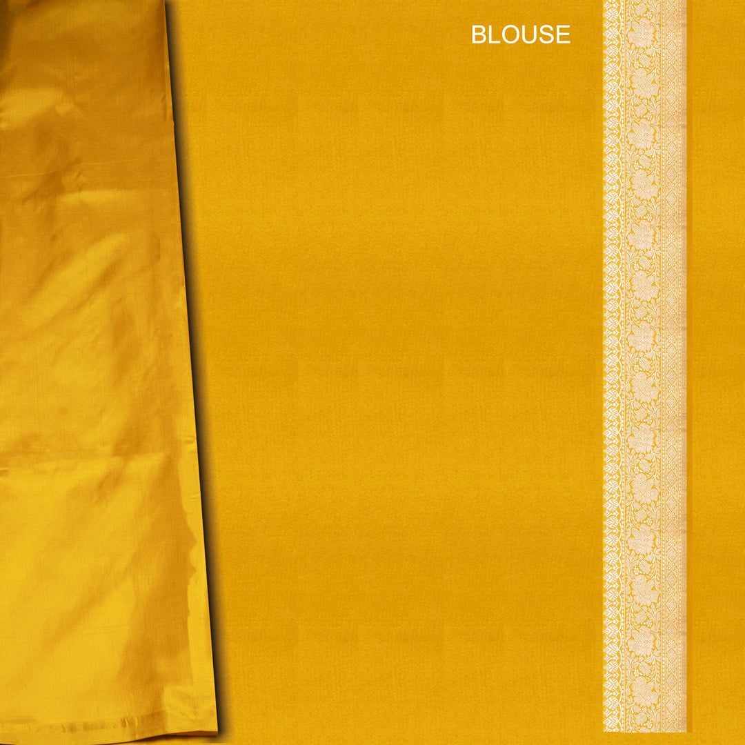 Blouse of Handwoven Yellow Banarasi Kattan silk Saree