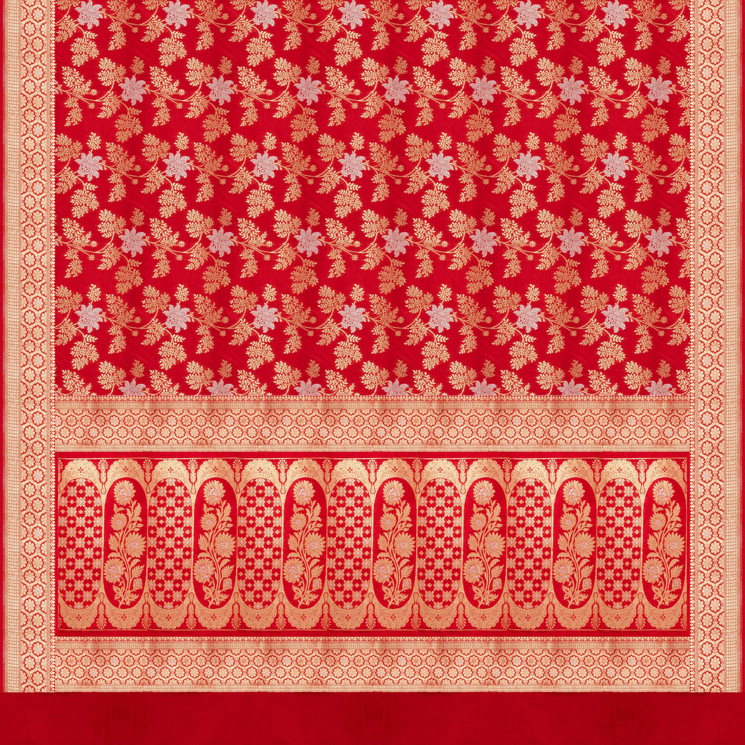 Handwoven Red Banarasi Kattan silk Saree- 3230T015300DSC