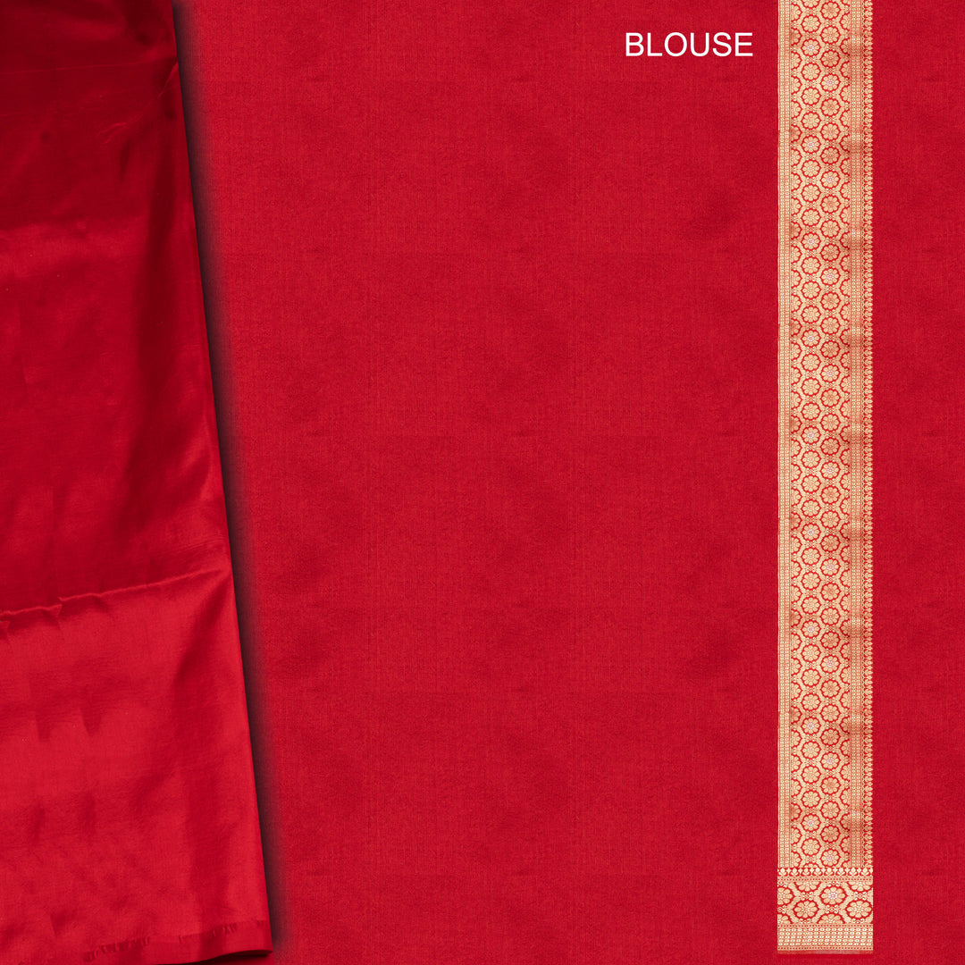 Handwoven Red Banarasi Kattan silk Saree- 3230T015300DSC