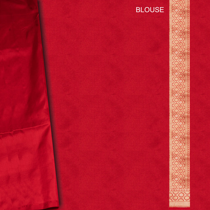 Handwoven Red Banarasi Kattan silk Saree- 3230T015300DSC