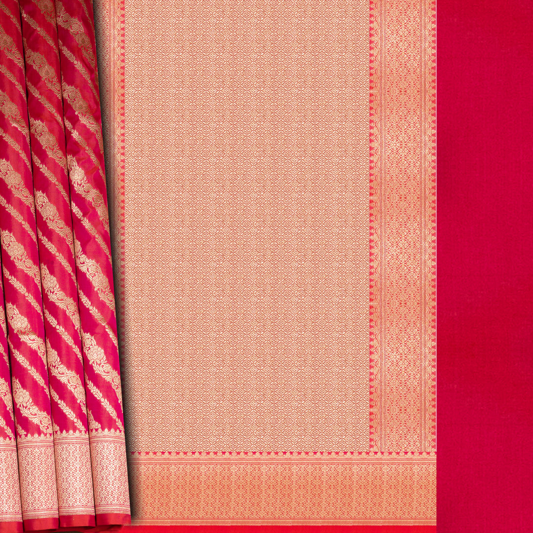 Body design of Handwoven Pink Banarasi Kattan silk Saree