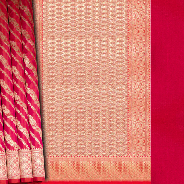 Body design of Handwoven Pink Banarasi Kattan silk Saree