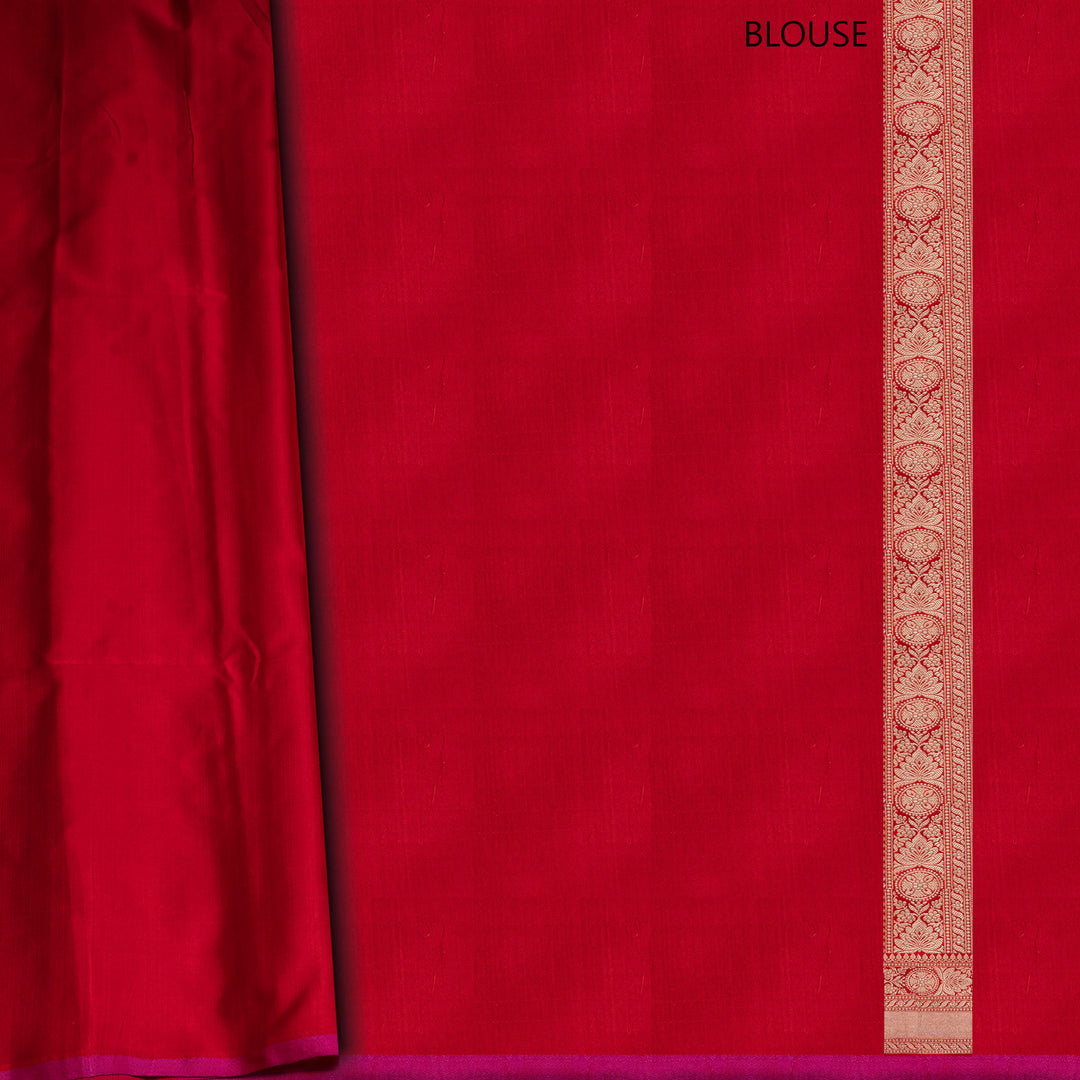 Blouse of Handwoven Red Banarasi Kattan silk Saree