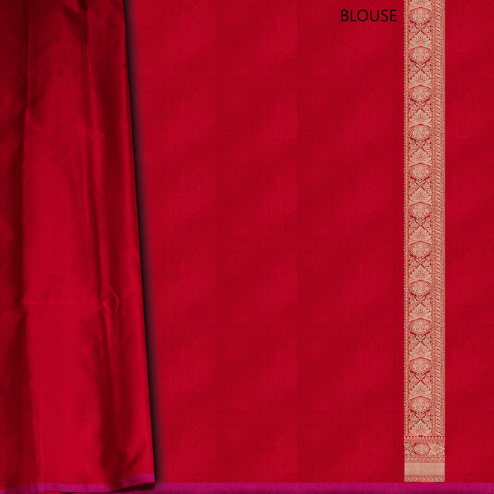 Blouse of Handwoven Red Banarasi Kattan silk Saree