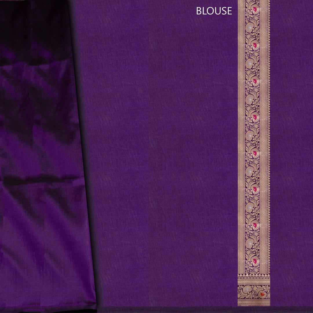 Blouse of Handwoven Purple Banarasi kattan Silk Saree