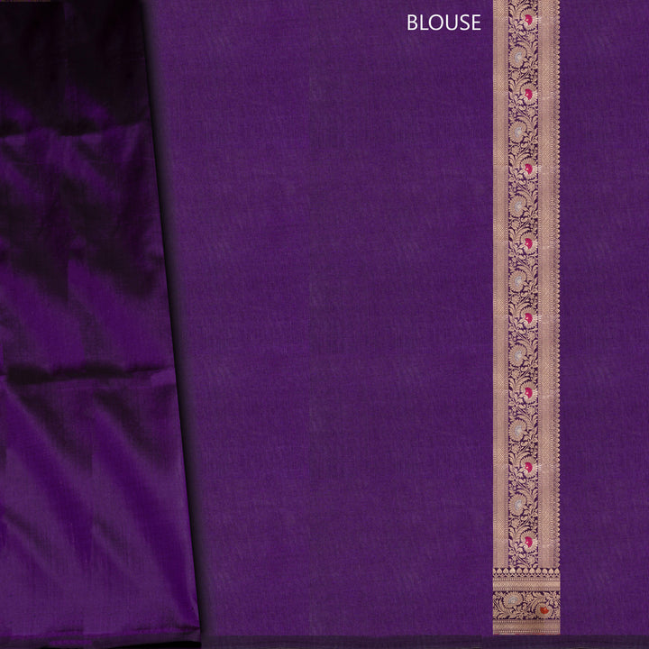 Blouse of Handwoven Purple Banarasi kattan Silk Saree