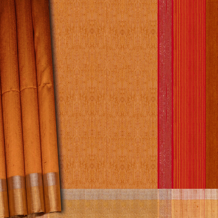 Brown fabric with red and gold border