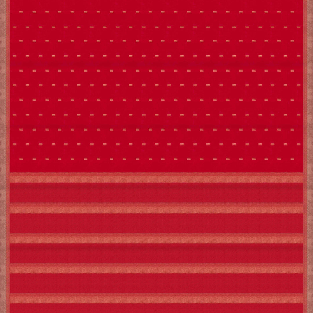 Pallu of Handwoven Dual toned pink with Orange soft silk Saree