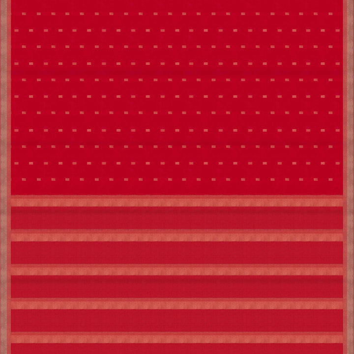 Pallu of Handwoven Dual toned pink with Orange soft silk Saree