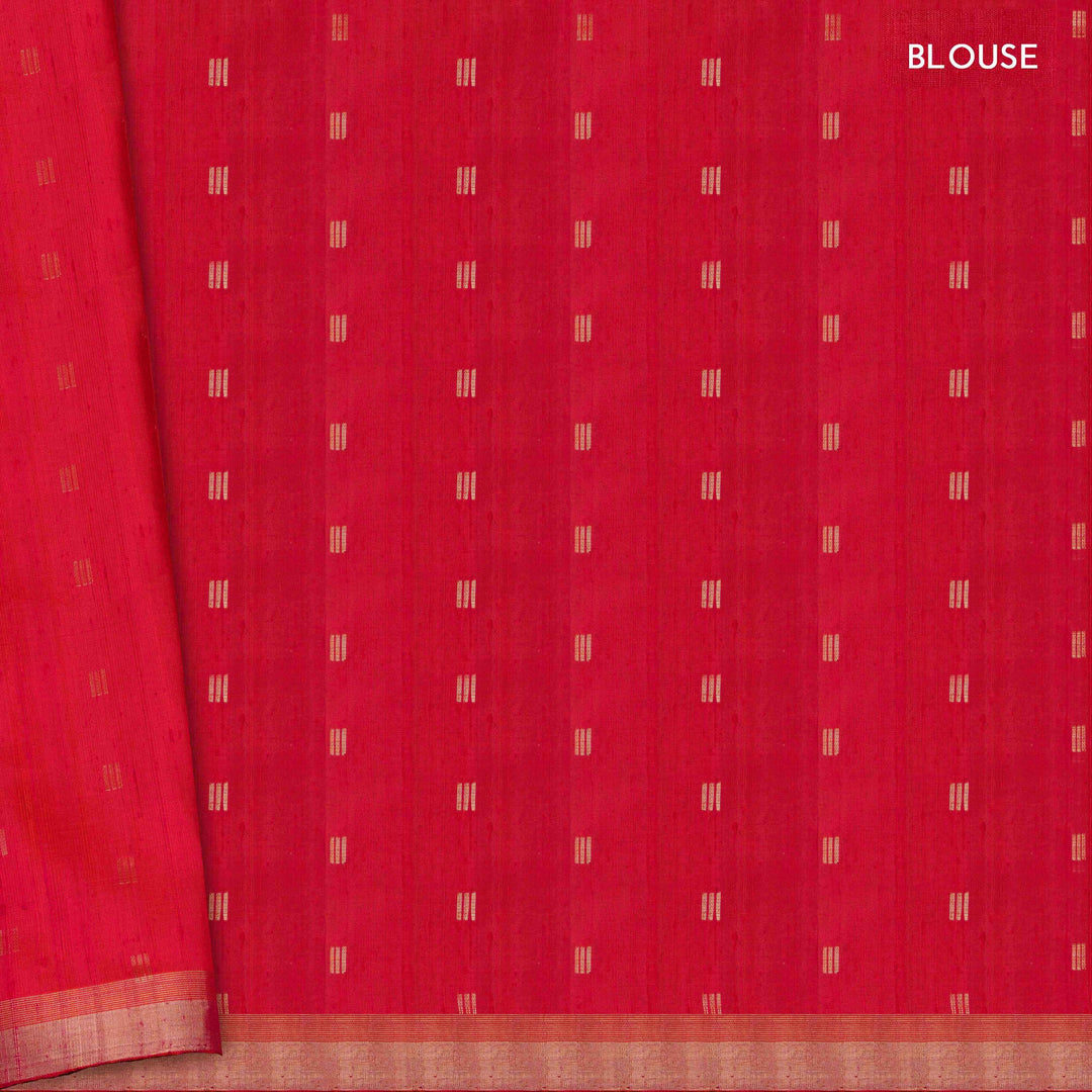 Blouse of Handwoven Dual toned pink with Orange soft silk Saree