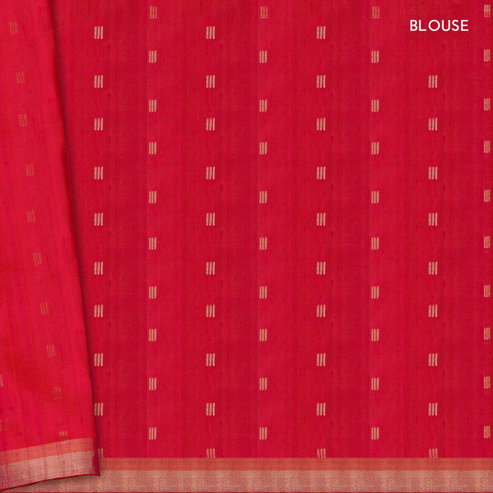 Blouse of Handwoven Dual toned pink with Orange soft silk Saree