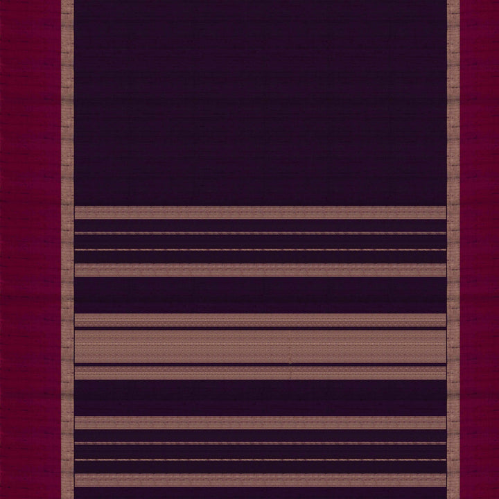 Pallu of Handwoven purple with pink Dupion soft silk Saree