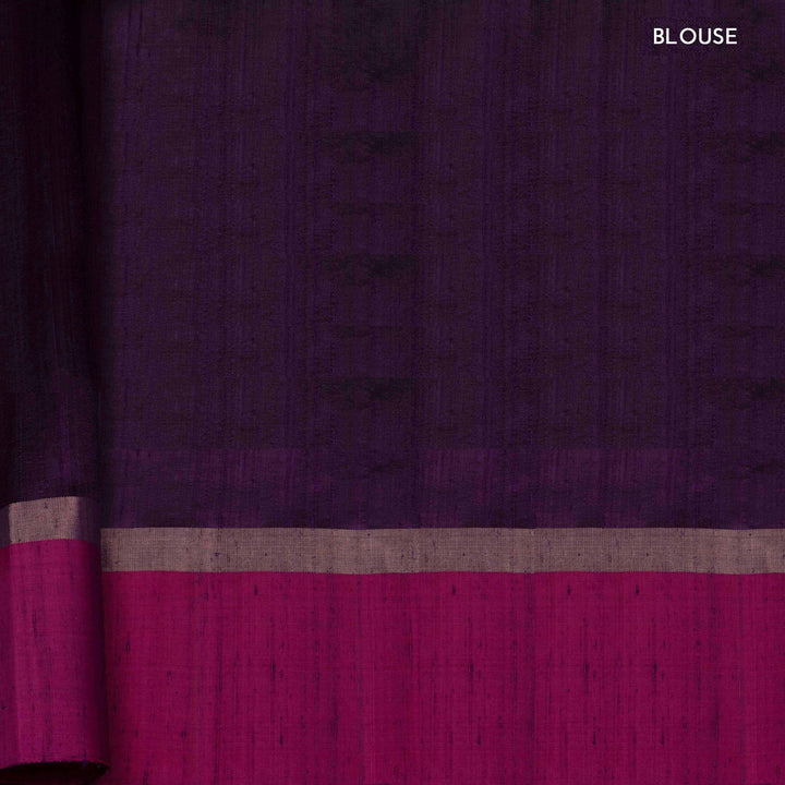 Blouse of Handwoven purple with pink Dupion soft silk Saree