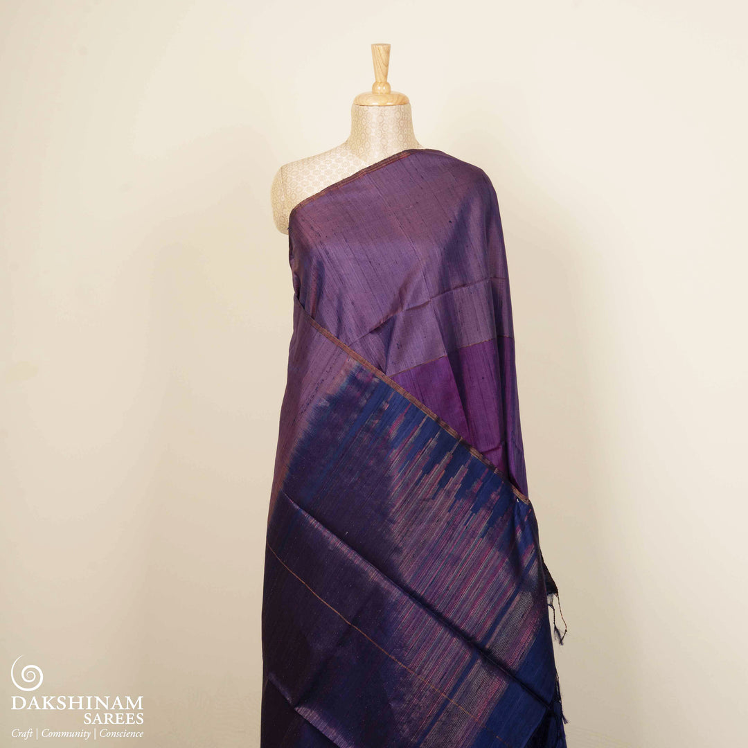 Pleats/body of Handwoven Multicolor Dupion soft silk Saree