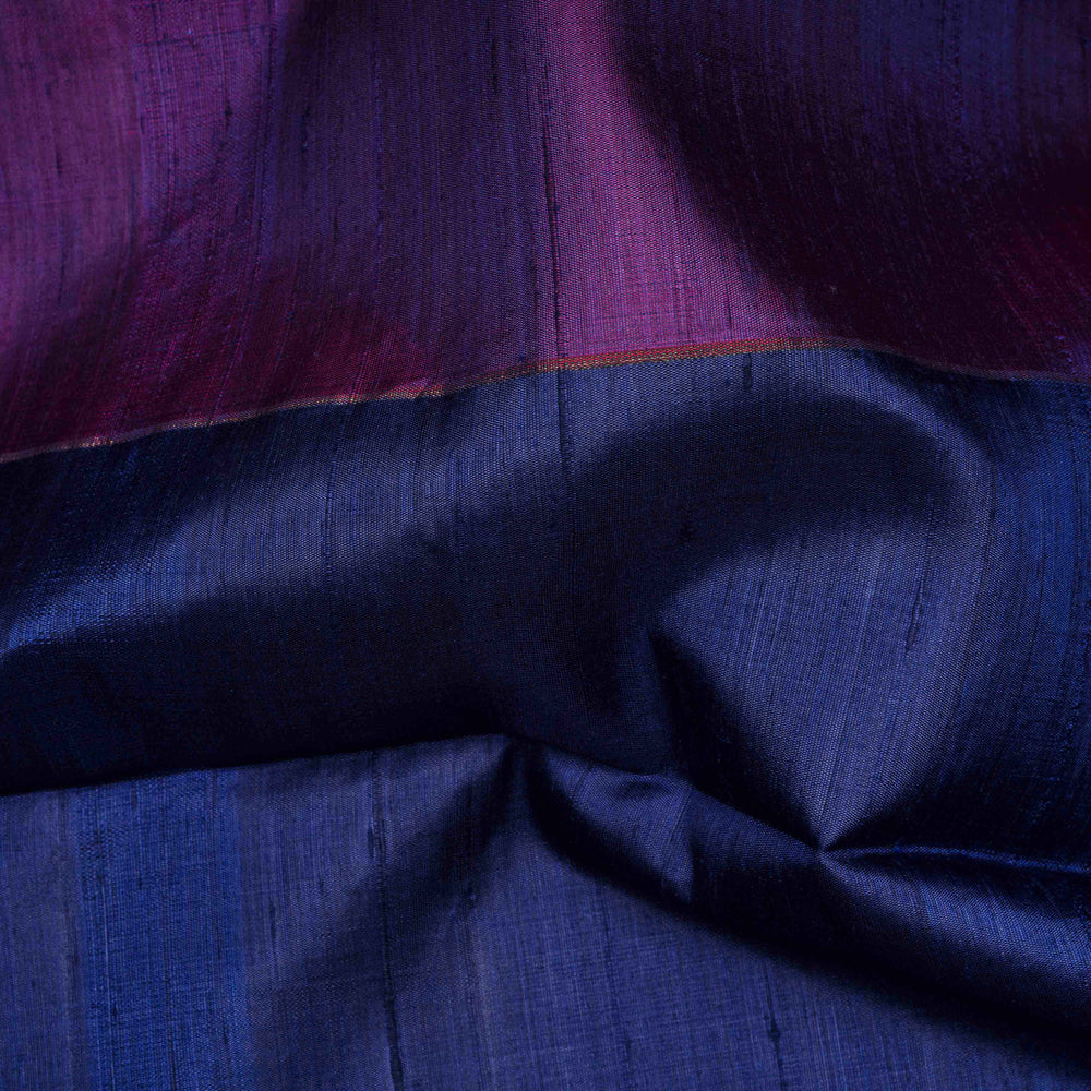 Close-up of purple and blue fabric with a textured pattern