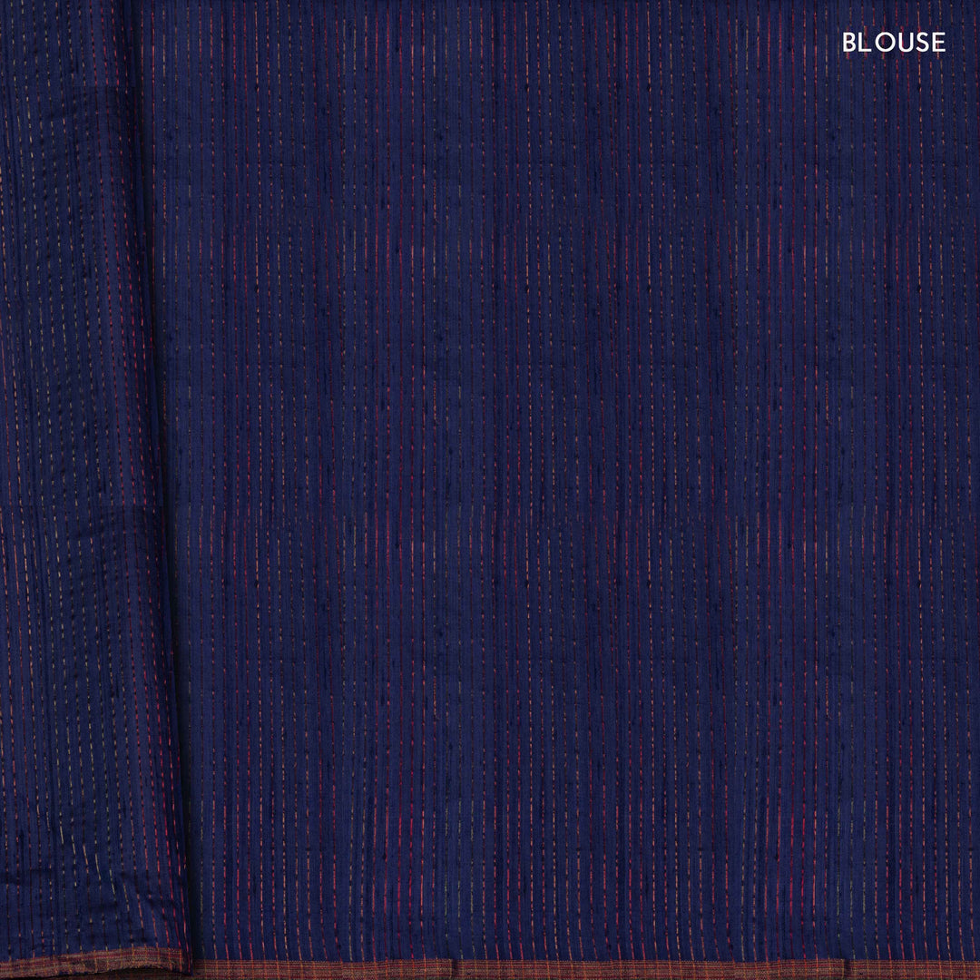 Blouse of Handwoven Multicolor Dupion soft silk Saree