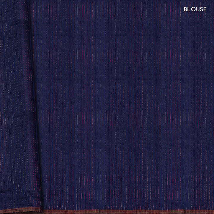 Blouse of Handwoven Multicolor Dupion soft silk Saree